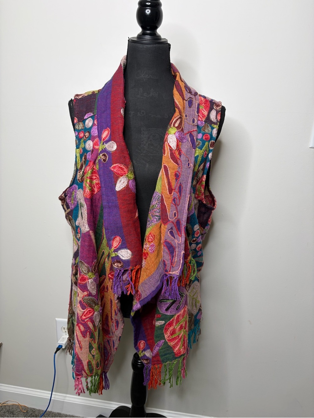 Anu 100% wool Colorful Embroidered Boho Vest hippie festival
